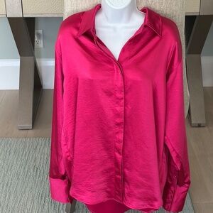 GOOD AMERICAN Washed Satin Weekend Shirt SIZE S/M